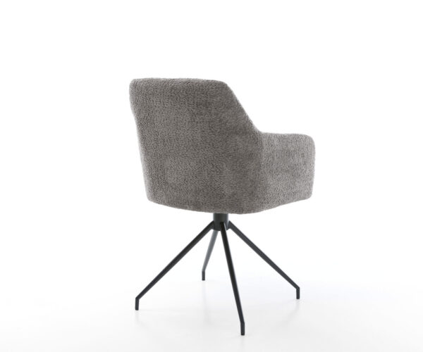 Jídelní židle Greg-Flex bouclé šedá křížová podnož zúžená černá otočná o 180° - Image 5