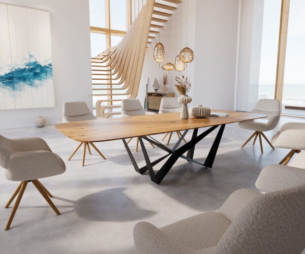 Jídelní stůl Edge 300x100 cm zaoblená přírodní dub švýcarská hrana