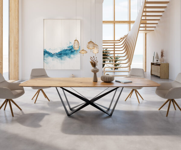 Jídelní stůl Edge 300x100 cm zaoblená přírodní dub švýcarská hrana - Image 2