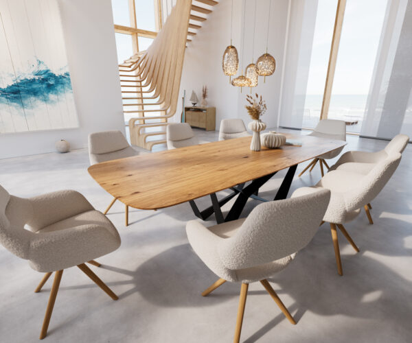 Jídelní stůl Edge 300x100 cm zaoblená přírodní dub švýcarská hrana - Image 6