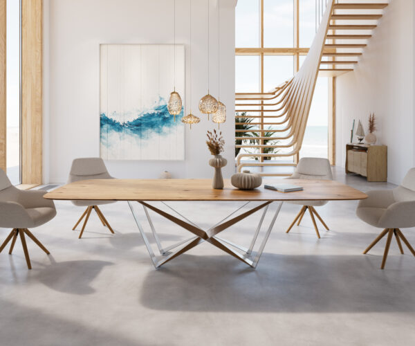 Jídelní stůl Edge 300x100 cm zaoblená přírodní dub švýcarská hrana - Image 2