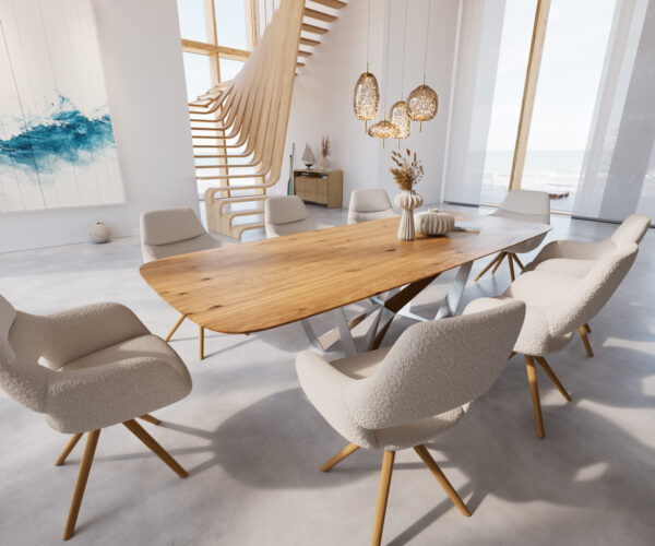Jídelní stůl Edge 300x100 cm zaoblená přírodní dub švýcarská hrana - Image 6