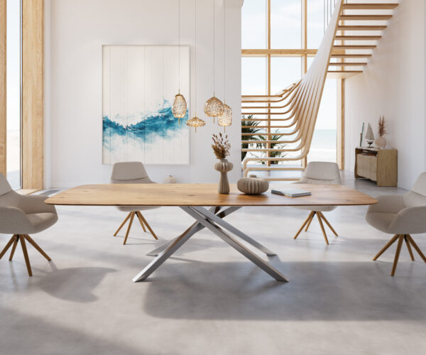 Jídelní stůl Edge 300x100 cm zaoblená přírodní dub švýcarská hrana - Image 2