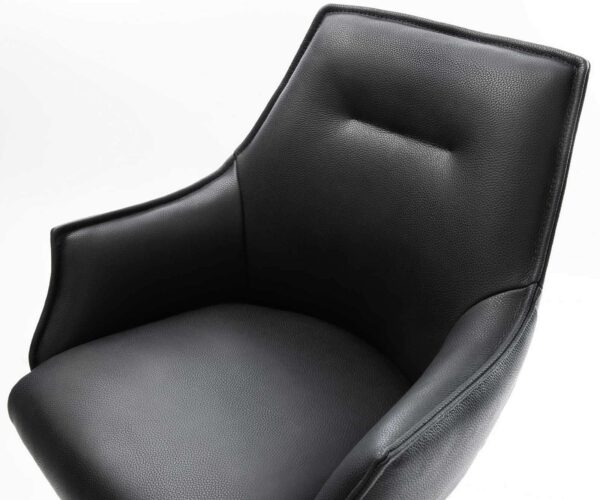 Barová židle Alja-Flex tenká podnož kovová černá pravá kůže černá taštičkové pružiny - Image 4