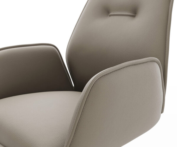 Jídelní židle Zoa-Flex pravá kůže béžová křížová podnož hranatá černá 180° otočná - Image 4
