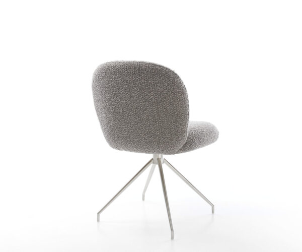 Jídelní židle Nube-Flex bouclé stříbrno-šedá křížová podnož zúžená z nerezové oceli otočná o 180° taštičkové pružiny - Image 5