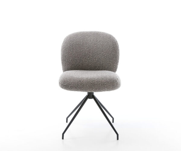 Jídelní židle Nube-Flex bouclé stříbrno-šedá křížová podnož zúžená černá 180° otočná taštičkové pružiny - Image 2