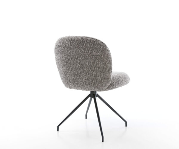 Jídelní židle Nube-Flex bouclé stříbrno-šedá křížová podnož zúžená černá 180° otočná taštičkové pružiny - Image 5