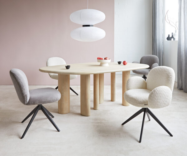 Otočná židle Nube-Flex křížová podnož široká kovová černá bouclé bílá 180° taštičkové pružiny - Image 4