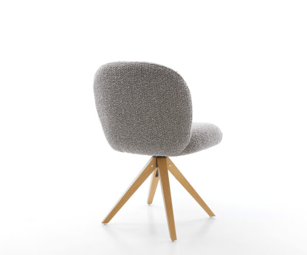 Jídelní židle Nube-Flex bouclé stříbrnošedá dřevěná podnož hranatá přírodní 180° otočná taštičkové pružiny - Image 5