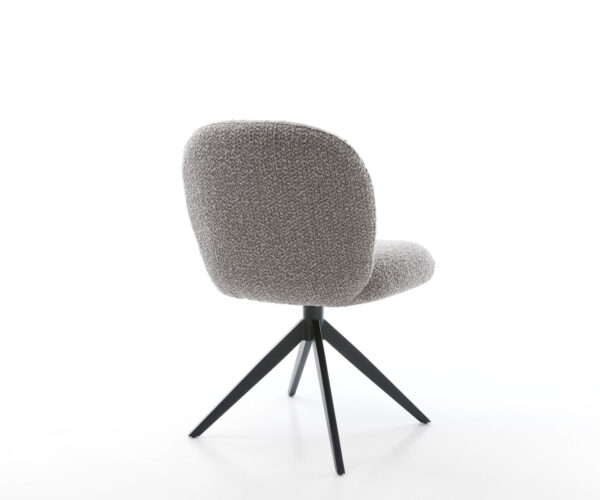 Jídelní židle Nube-Flex bouclé stříbrno-šedá křížová podnož široká černá otočná o 360° taštičkové pružiny - Image 5