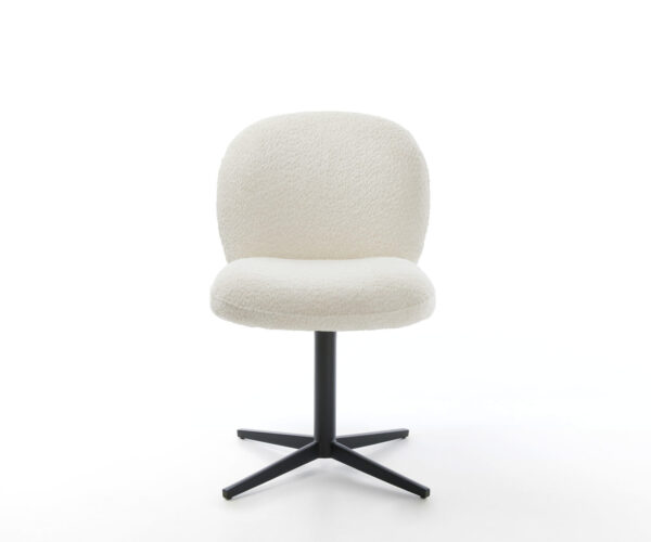 Jídelní židle Nube-Flex bouclé Bílá podnož černá otočná o 360° taštičkové pružiny - Image 2
