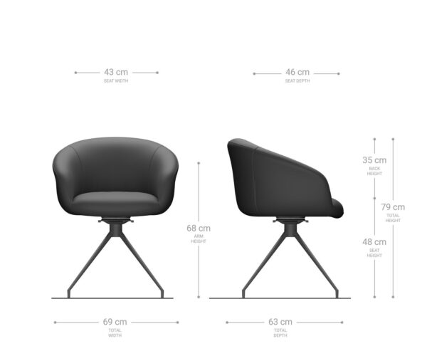 Otočná židle Vinka-Flex s područkami křížová podnož zúžená kovová černá smíšené materiály taupe 180° taštičkové pružiny - Image 6