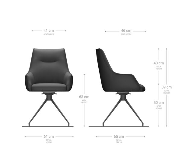 Otočná židle Alja-Flex s područkami křížová podnož zúžená nerezová manšestr stříbrnošedá 180° taštičkové pružiny - Image 6