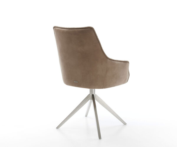 Otočná židle Alja-Flex s područkami křížová podnož široká nerezová ocel smíšené materiály taupe 180° otočná taštičkové pružiny - Image 5