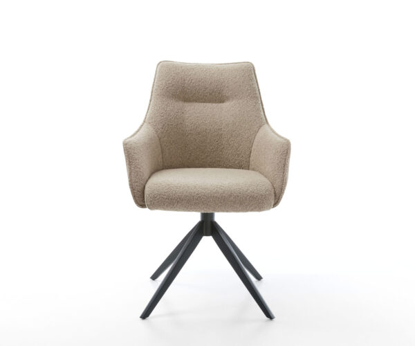 Otočná židle Alja-Flex s područkami křížová podnož široká kov černá smíšené materiály taupe 180° otočná taštičkové pružiny - Image 2