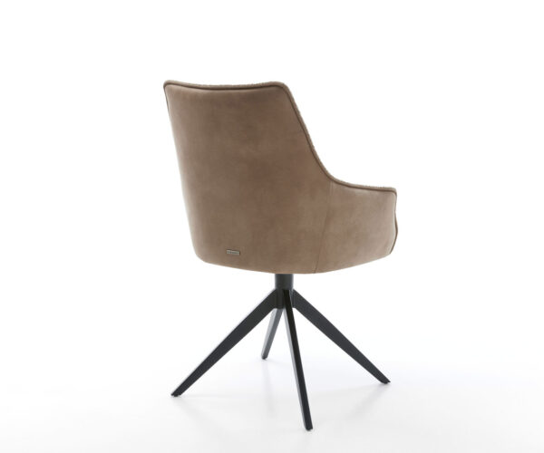 Otočná židle Alja-Flex s područkami křížová podnož široká kov černá smíšené materiály taupe 180° otočná taštičkové pružiny - Image 5
