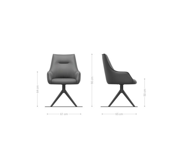 Otočná židle Alja-Flex s područkami křížová podnož široká kov černá smíšené materiály taupe 180° otočná taštičkové pružiny - Image 6