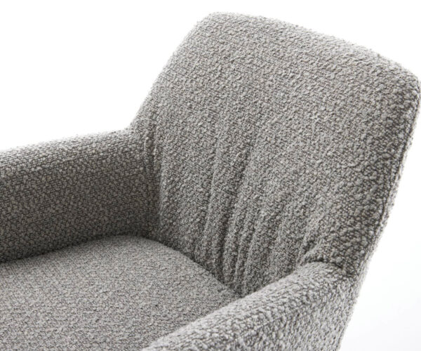 Jídelní židle Xana-Flex s područkami křížová podnož široká kov bouclé stříbrná šedá - Image 4