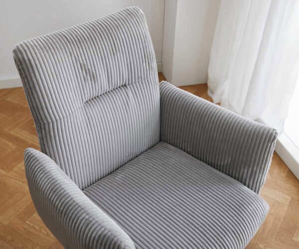 Otočná židle Jova-Flex s područkami křížová podnož široká kov černá manšestr stříbrnošedá 180° taštičkové pružiny - Image 4