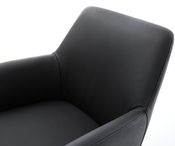 Otočná židle Xana-Flex s područkami křížová podnož zúžená kov černá pravá kůže černá 180° otočná taštičkové pružiny - Image 4