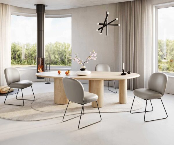Jídelní židle Nube-Flex tenká podnož kovová černá pravá kůže taupe - Image 5