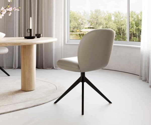 Otočná židle Nube-Flex křížová podnož široká kovová černá pravá kůže taupe 180° taštičkové pružiny - Image 4