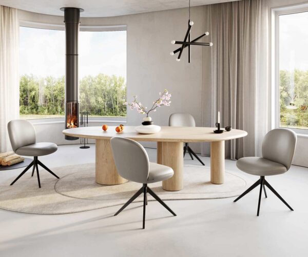 Otočná židle Nube-Flex křížová podnož široká kovová černá pravá kůže taupe 180° taštičkové pružiny - Image 5