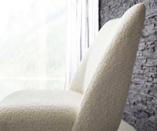Otočná židle Elso-Flex křížová podnož široká kovová černá bouclé bílá 180° taštičkové pružiny - Image 4