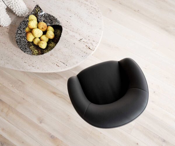 Otočná židle Vinka-Flex s područkami dřevěná podnož hranatá pravá kůže černá 180° taštičkové pružiny - Image 4