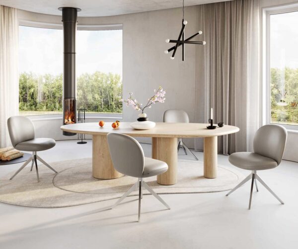 Otočná židle Nube-Flex široká křížová podnož nerezová ocel pravá kůže taupe 180° taštičkové pružiny - Image 5