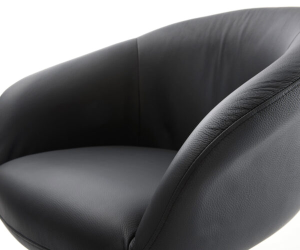 Jídelní židle Vinka-Flex s područkami křížová podnož široká kov pravá kůže černá 360° - Image 4