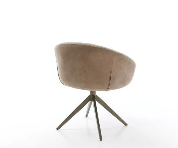 Jídelní židle Vinka-Flex s područkami křížová podnož široká kov smíšené materiály taupe - Image 5