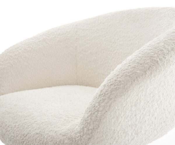 Jídelní židle Vinka-Flex s područkami křížová podnož široká kov bouclé bílá - Image 4