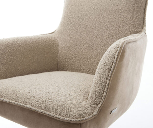 Otočná židle Heira-Flex s područkami křížová podnož zúžená nerezová ocel smíšené materiály taupe 180° otočná taštičkové pružiny - Image 4