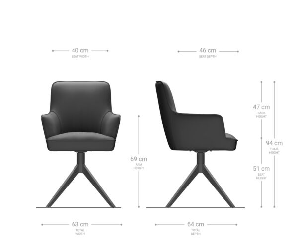 Otočná židle Heira-Flex s područkami křížová podnož široká nerezová bouclé bílá 180° taštičkové pružiny - Image 7