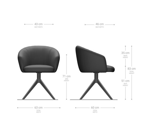Otočná židle Caja-Flex s područkami křížová podnož široká nerezová bouclé bílá 180° taštičkové pružiny - Image 7
