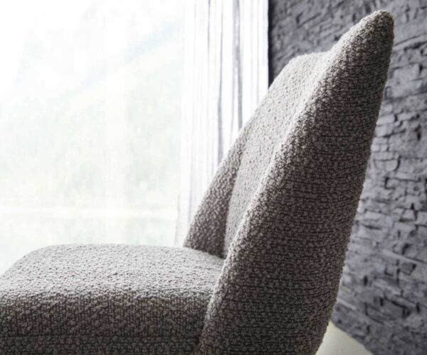 Otočná židle Elso-Flex křížová podnož zúžená nerezová ocel bouclé stříbrnošedá 180° taštičkové pružiny - Image 4
