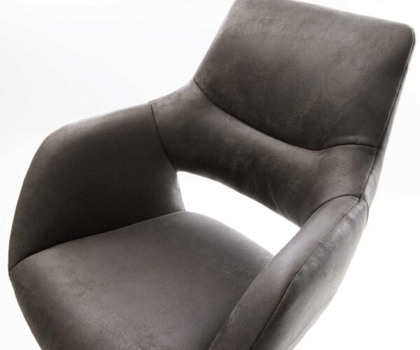 Barová židle Yago-Flex otočná podnož výškově nastavitelná nerezová ocel mikrovlákno antracitová vintage taštičkové pružiny - Image 4