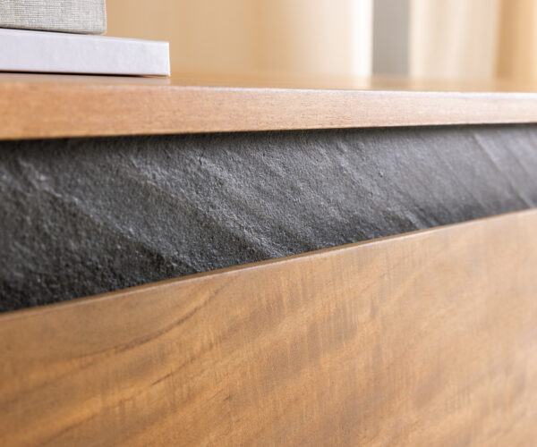 TV stolek Stonegrace 240 cm přírodní akácie břidlice 4 dvířka nástěnný - Image 5
