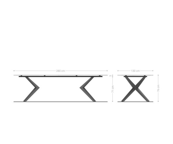 Jídelní stůl Edge Oval 280x130 keramika Minas Melange bílo-béžová Zenthara hranatá nerezová ocel - Image 8