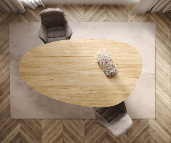Jídelní stůl Edge Oval 220x120 Keramický Laminam® Sabbia Dubová barva Zenthara hranatý Kovová černá - Image 6