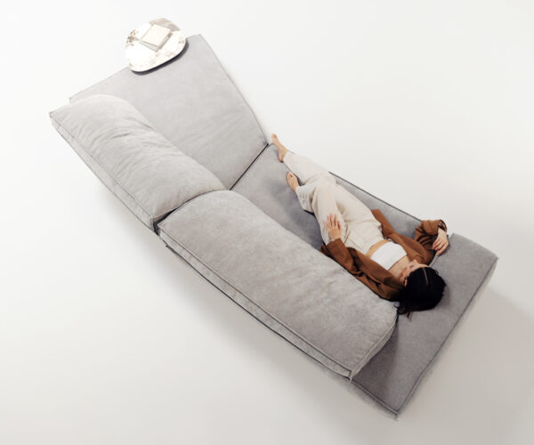 Velká pohovka Snoosh 400x150 cm strukturovaná látka měkká šedá rekamera pravá - Image 2