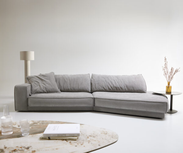 Velká pohovka Snoosh 400x150 cm strukturovaná látka měkká šedá rekamera pravá - Image 4