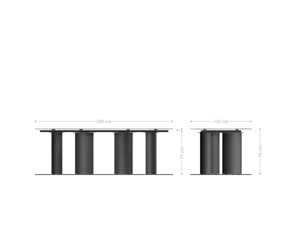 Jídelní stůl Edge Boot 240x120 keramika Laminam® Emperador Extra Lucidato tmavě hnědá Pilier nerezová ocel grafitová - Image 7