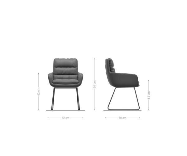 Jídelní židle Abelia-Flex s područkami mix materiálů béžová tenká podnož černá - Image 6