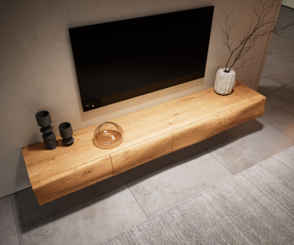 Lowboard New Live-Edge 200 cm přírodní dub 4 dveře plovoucí styl - Image 2