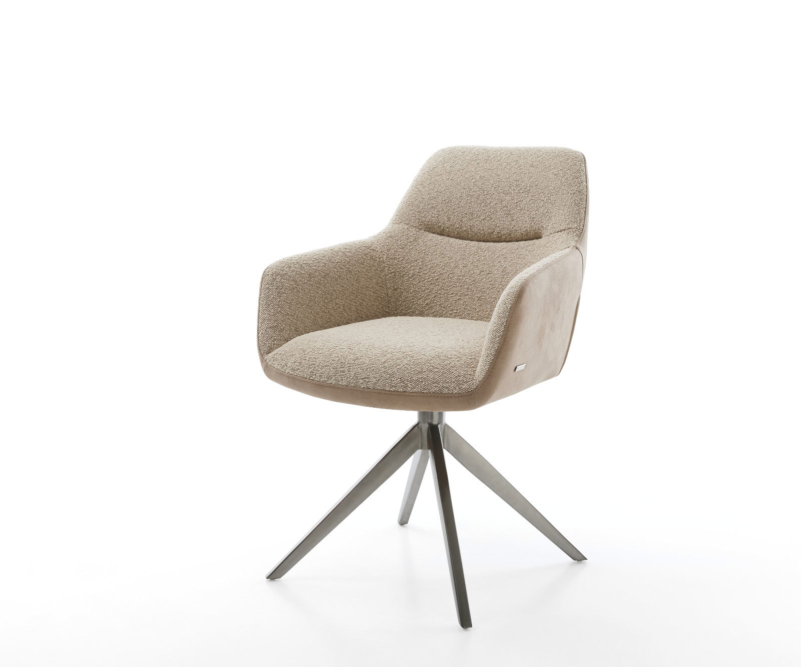 Jídelní židle Pejo-Flex materiálová kombinace tmavě béžová široká křížová podnož grafitová 360° otočná houpací funkce taštičkové pružiny