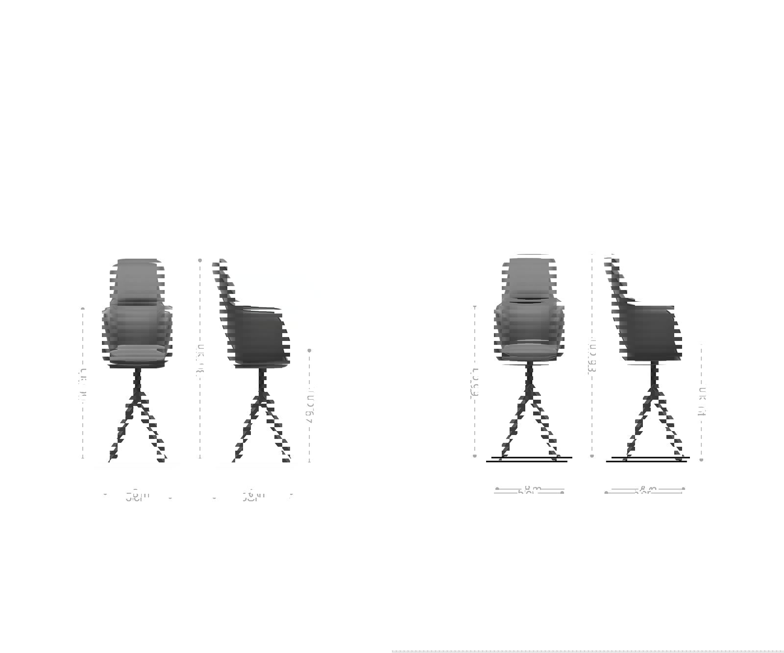 Jídelní židle Pejo-Flex materiálová kombinace tmavě béžová široká křížová podnož grafitová 360° otočná houpací funkce taštičkové pružiny - Obrázek 6