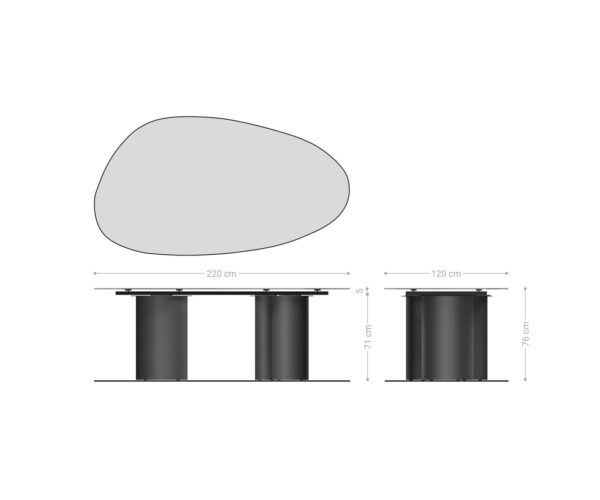 Jídelní stůl Edge Oval 220x120 Keramický Laminam® Travertino Bianco krémově-bílý Troa Metal White - Image 7